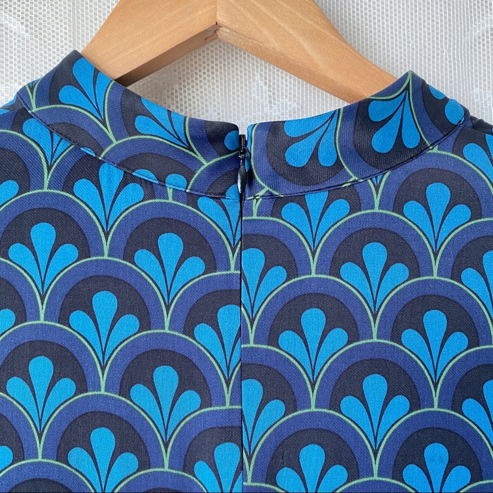 Boden Blue Mod Print Mock Neck Long Sleeve Dress 6 - Picture 11 of 12